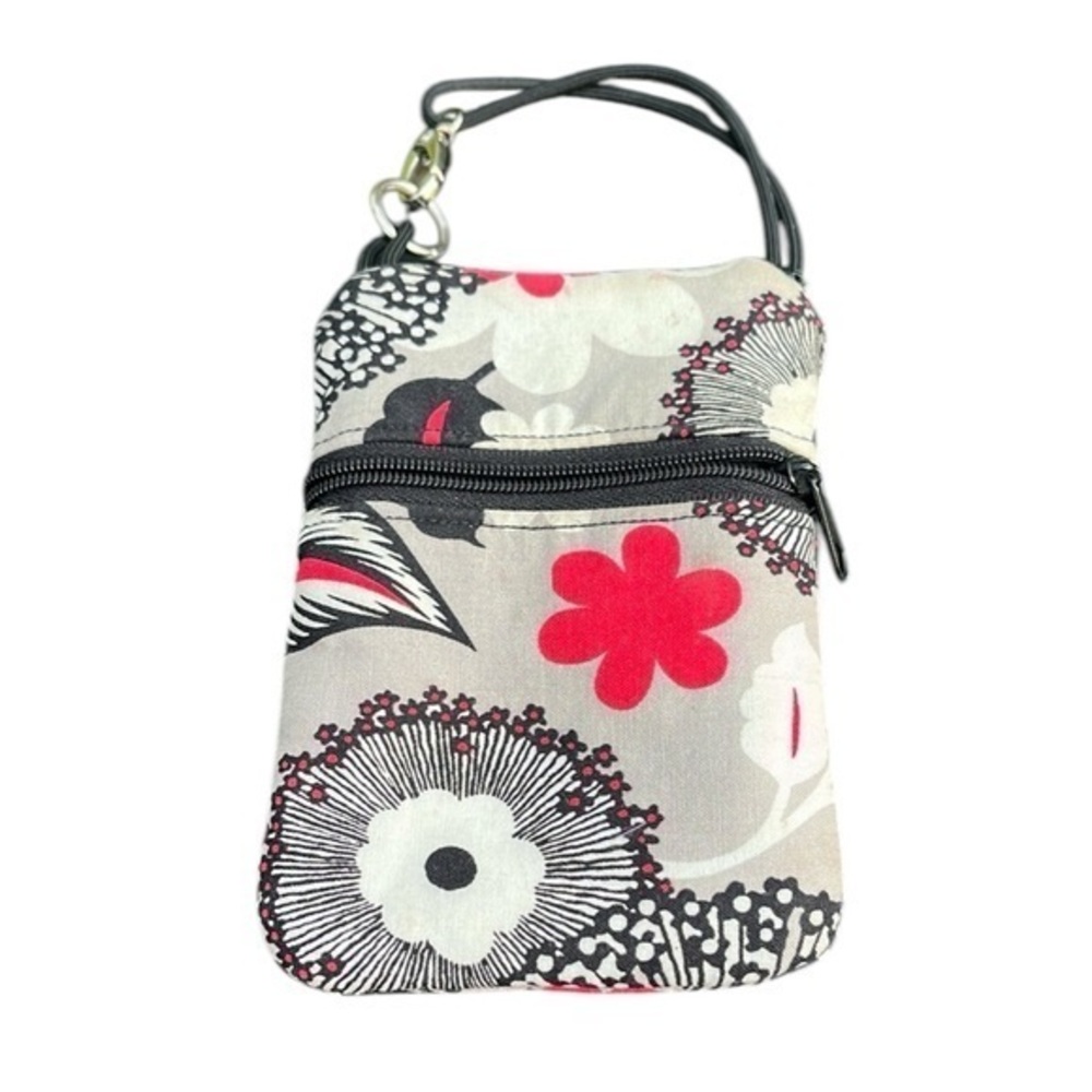Le Pippin Floral Patterned Phone Pouch - Black, Red, and Gray